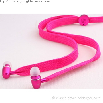 Shoelace String in-Ear Earphones with Metal Microphone for iPhone iPod